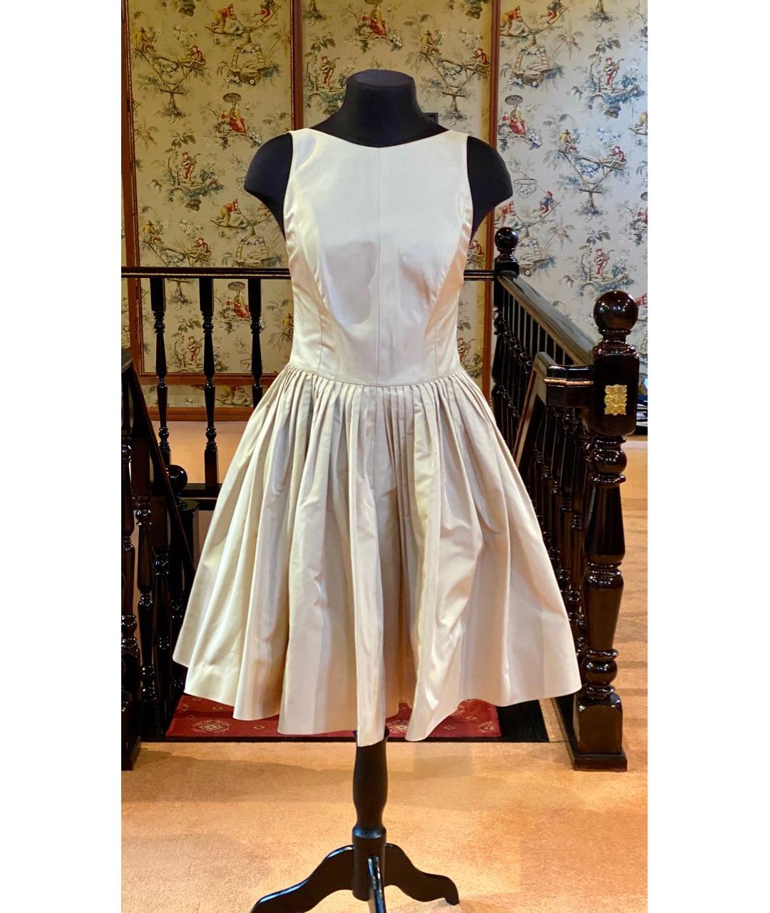 RALPH LAUREN Бежевое шелковое коктейльное платье, фото 8
