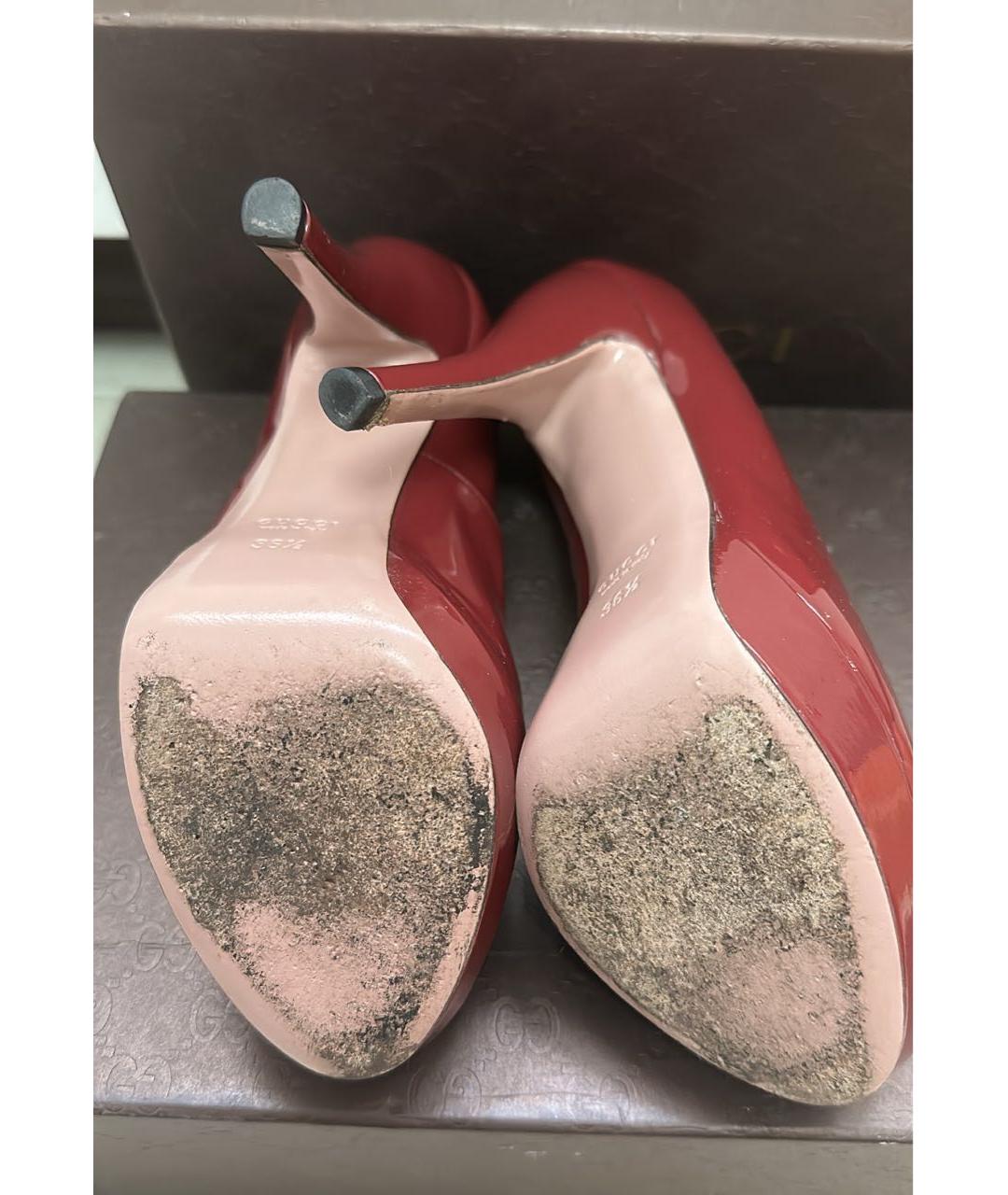 GUCCI Бордовые туфли из лакированной кожи, фото 4