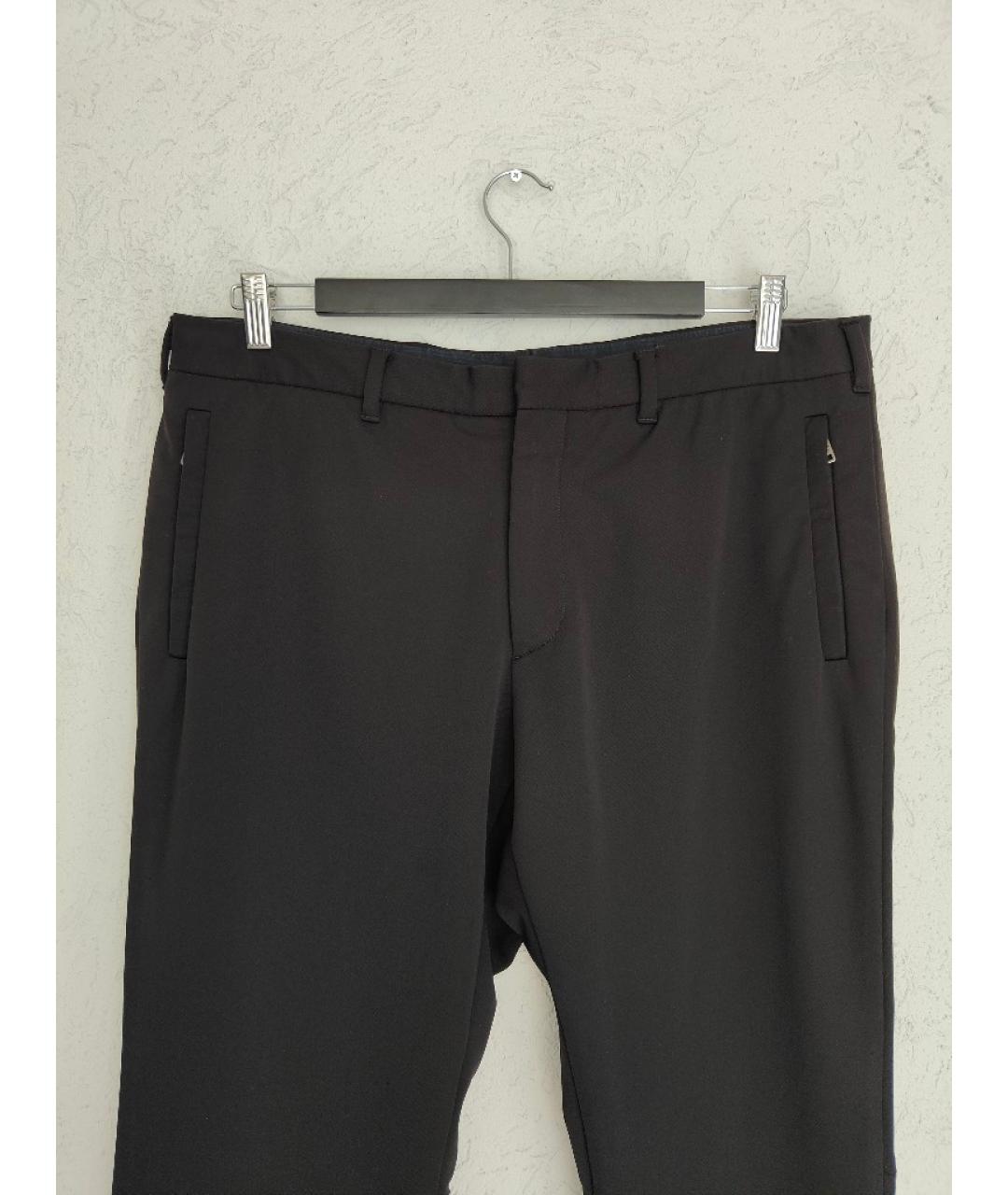 PRADA Черные хлопко-эластановые повседневные брюки, фото 2