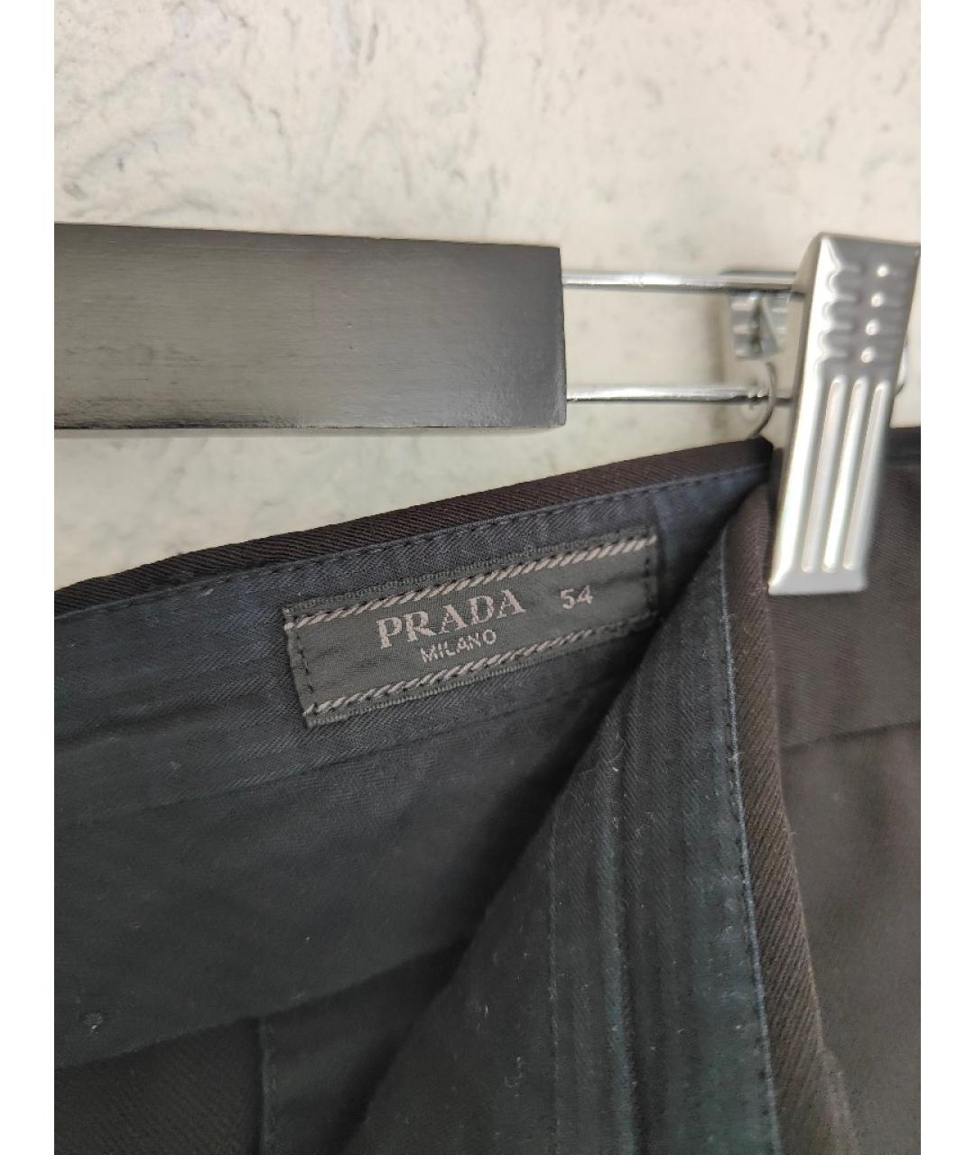 PRADA Черные хлопко-эластановые повседневные брюки, фото 7