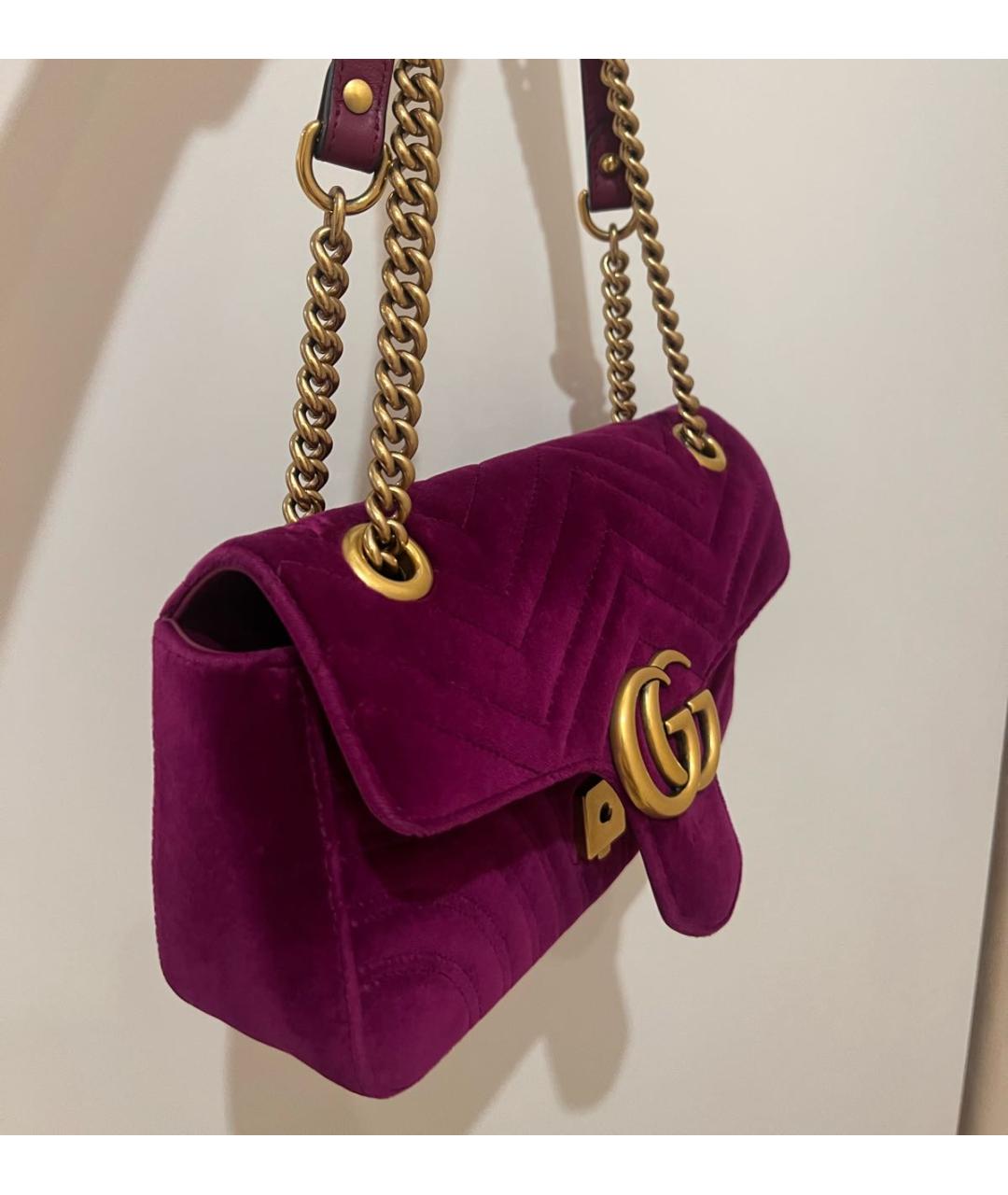 GUCCI Фиолетовая бархатная сумка через плечо, фото 2
