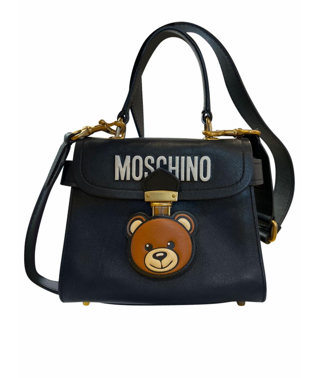 BOUTIQUE MOSCHINO Черная кожаная сумка с короткими ручками, фото 1