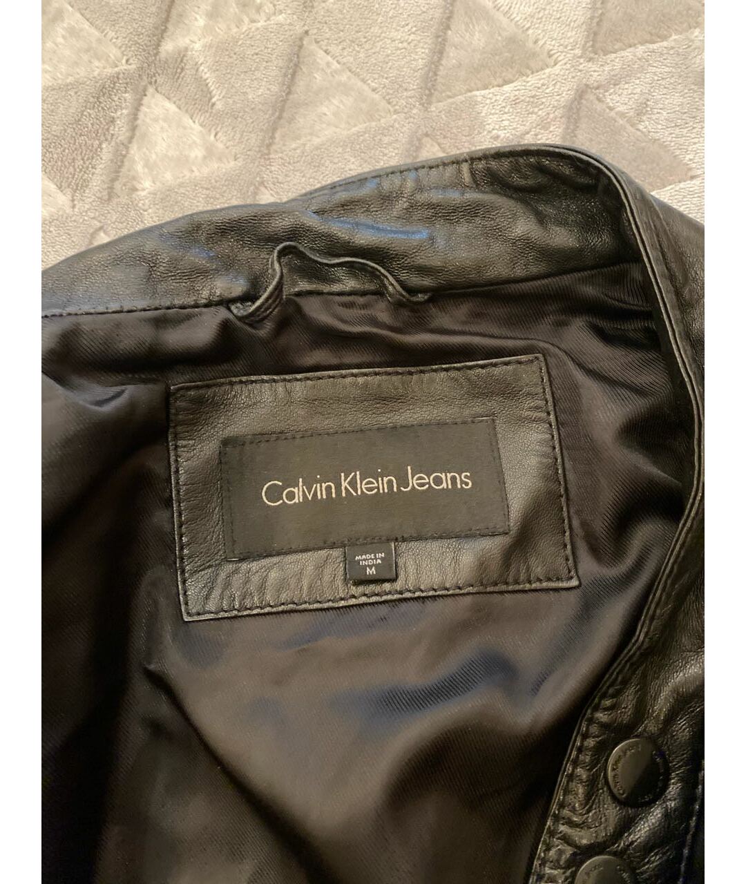 CALVIN KLEIN JEANS Черная кожаная куртка, фото 3