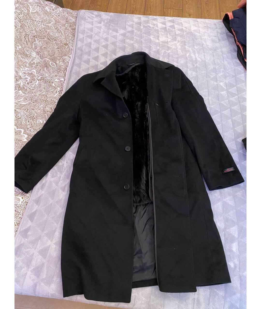 PIERRE CARDIN Черное меховое пальто, фото 5