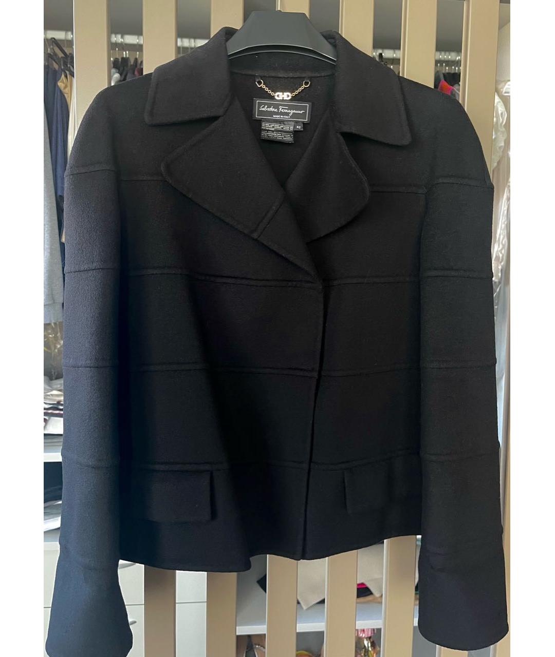 SALVATORE FERRAGAMO Черный кашемировый жакет/пиджак, фото 8