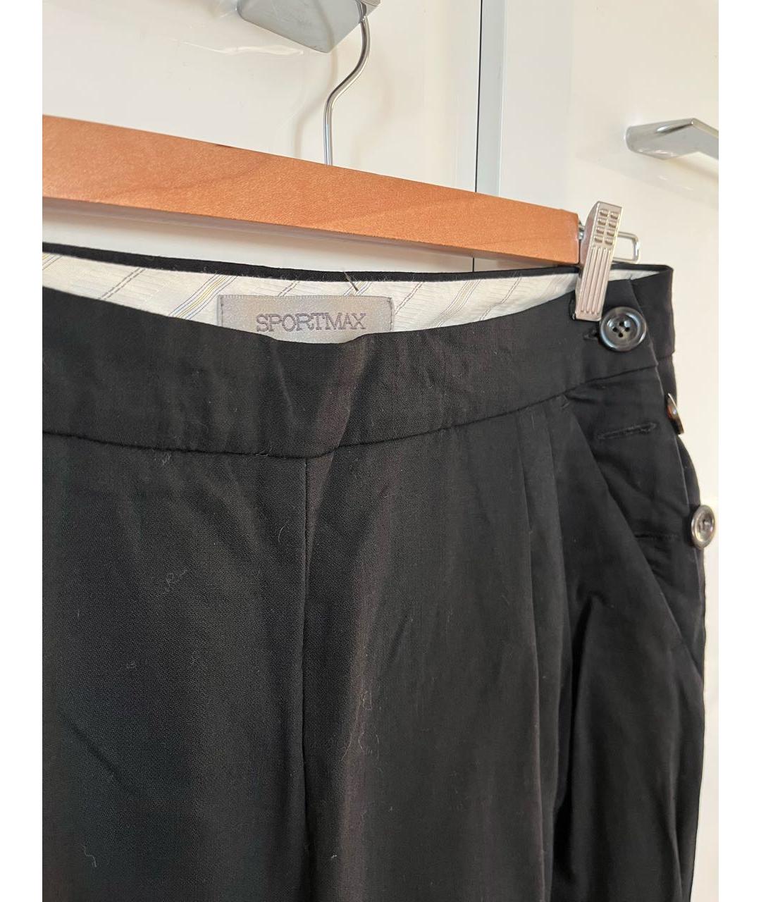 SPORTMAX Черные шерстяные брюки широкие, фото 2