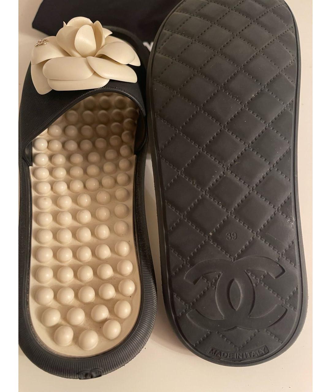 CHANEL Черные резиновые шлепанцы, фото 3