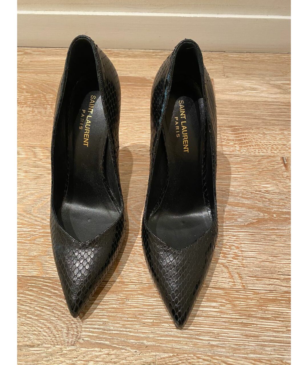 SAINT LAURENT Черные туфли из экзотической кожи, фото 2