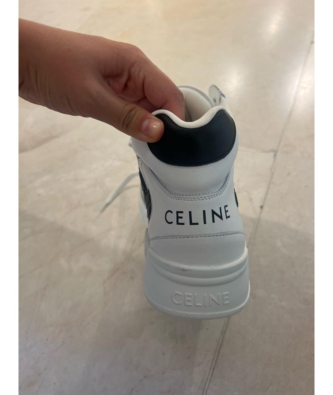CELINE PRE-OWNED Белые кожаные высокие кроссовки / кеды, фото 3