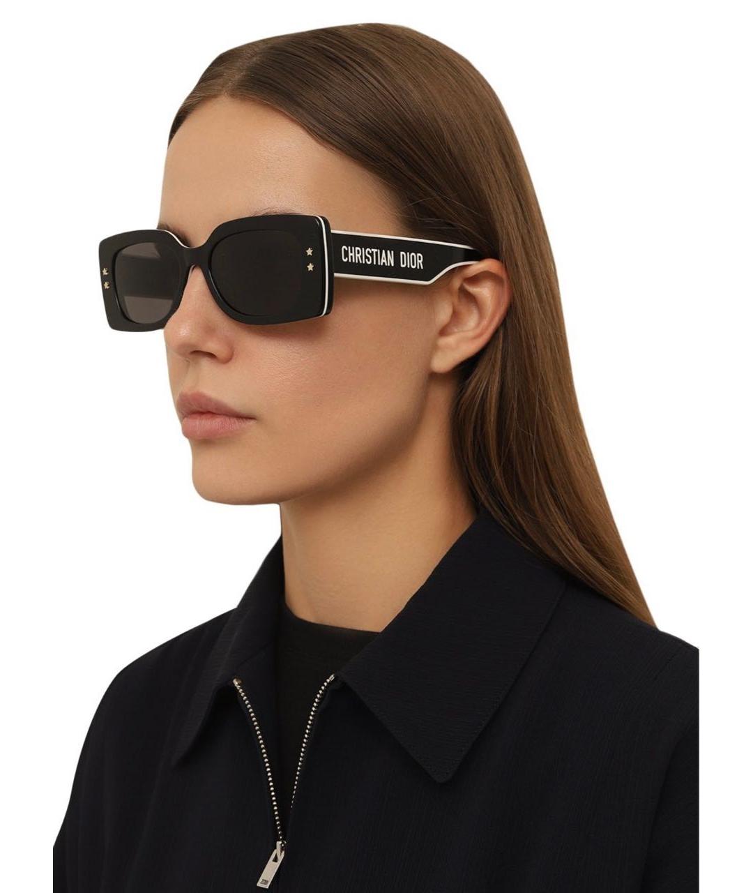 CHRISTIAN DIOR Черные пластиковые солнцезащитные очки, фото 4