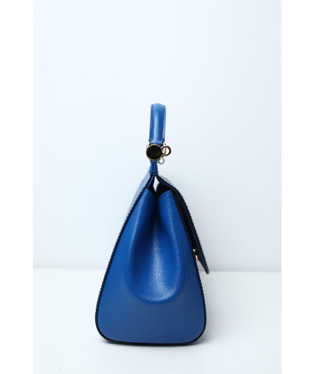 DOLCE&GABBANA Синяя кожаная сумка с короткими ручками, фото 2