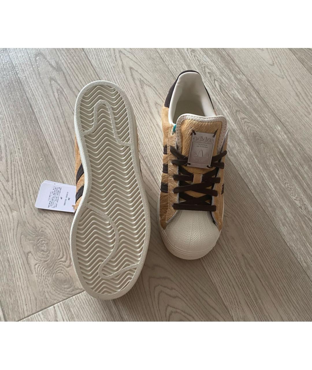 ADIDAS Бежевые кожаные кроссовки, фото 6