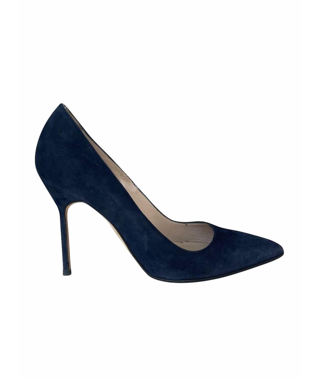 MANOLO BLAHNIK Темно-синие замшевые туфли, фото 1