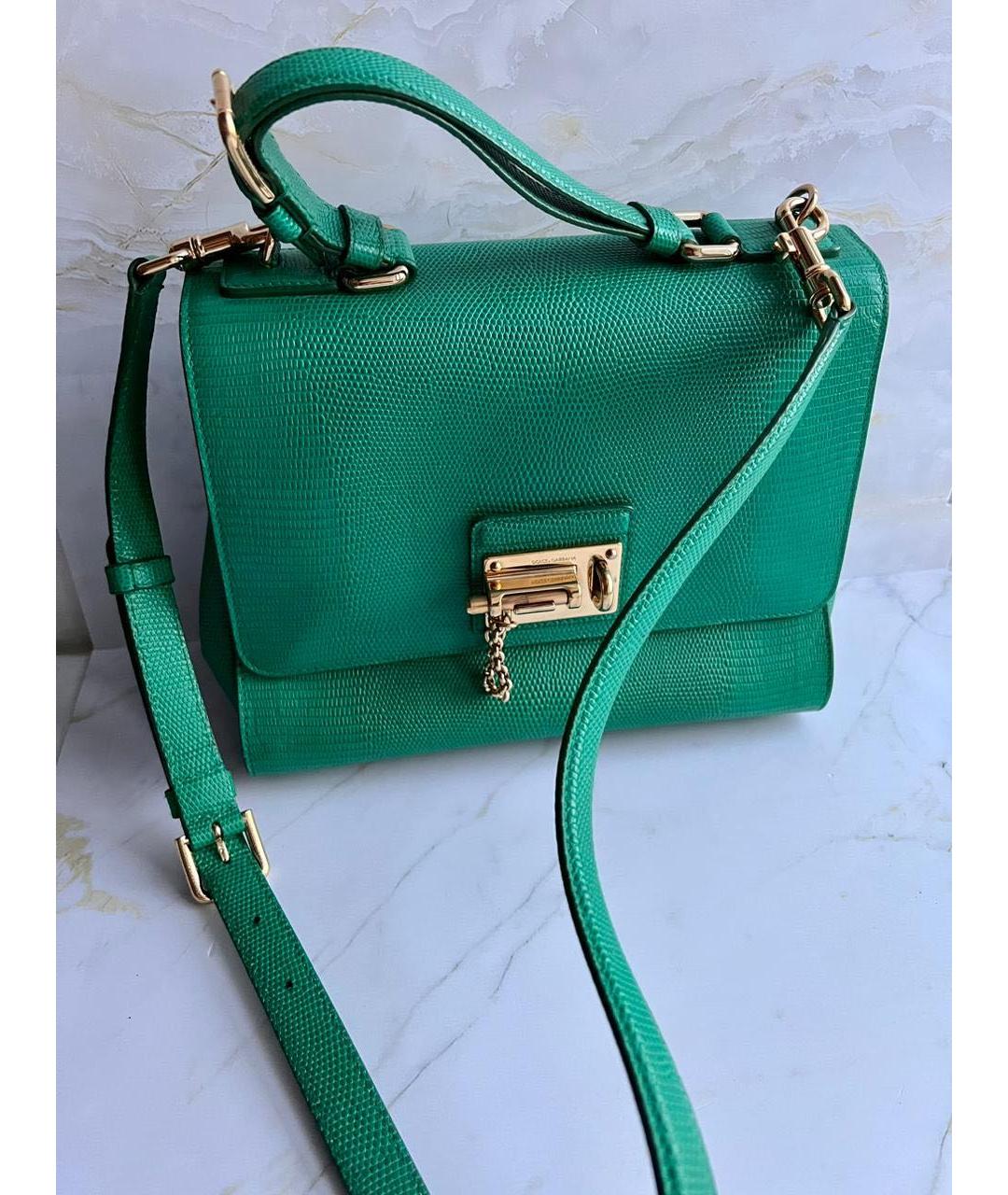 DOLCE&GABBANA Зеленая сумка с короткими ручками из экзотической кожи, фото 3