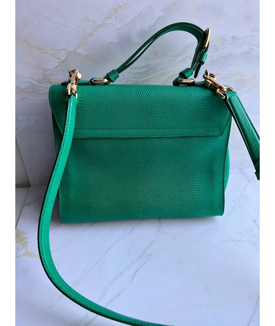 DOLCE&GABBANA Зеленая сумка с короткими ручками из экзотической кожи, фото 4