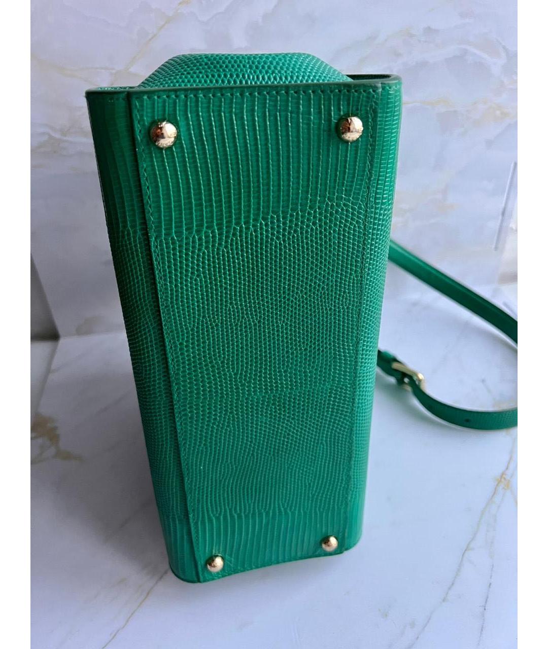 DOLCE&GABBANA Зеленая сумка с короткими ручками из экзотической кожи, фото 2