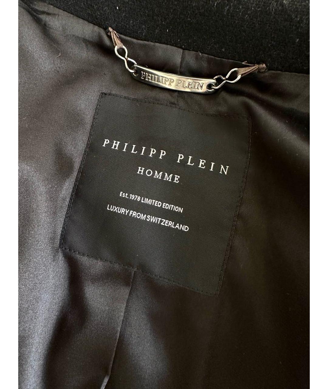PHILIPP PLEIN Черное кожаное пальто, фото 6