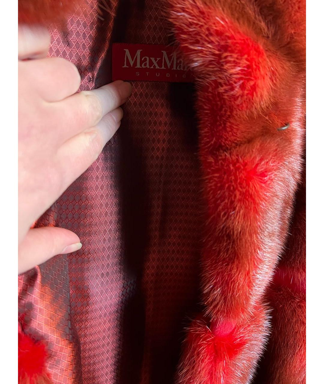 MAX MARA STUDIO Красная меховая шуба, фото 2