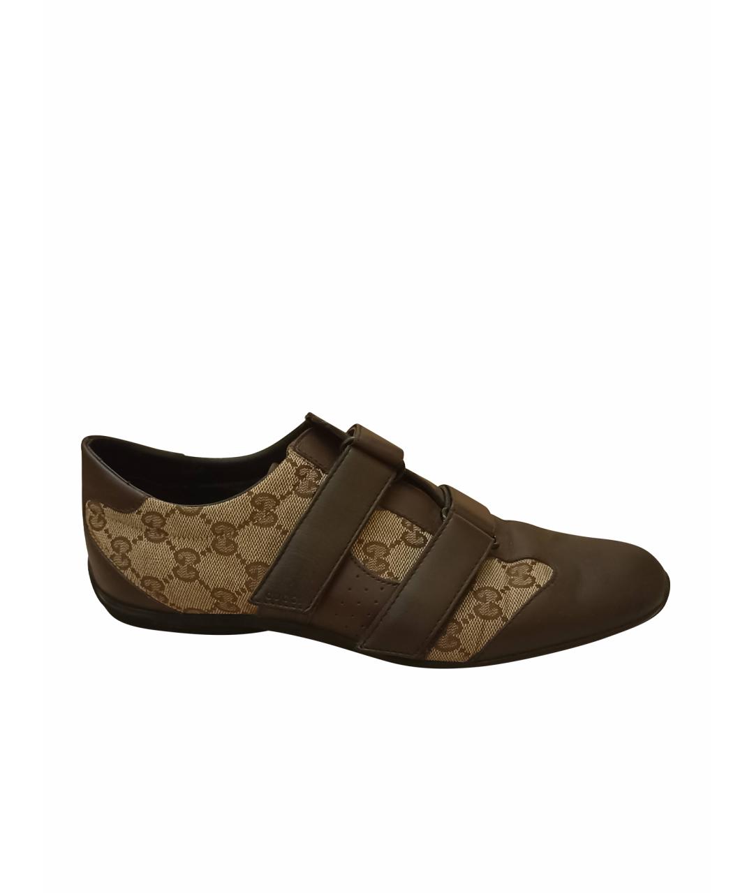 GUCCI Коричневые кожаные кеды, фото 1