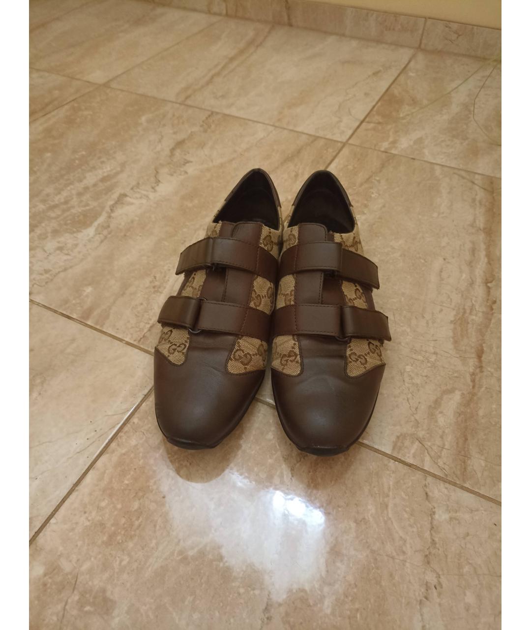 GUCCI Коричневые кожаные кеды, фото 2