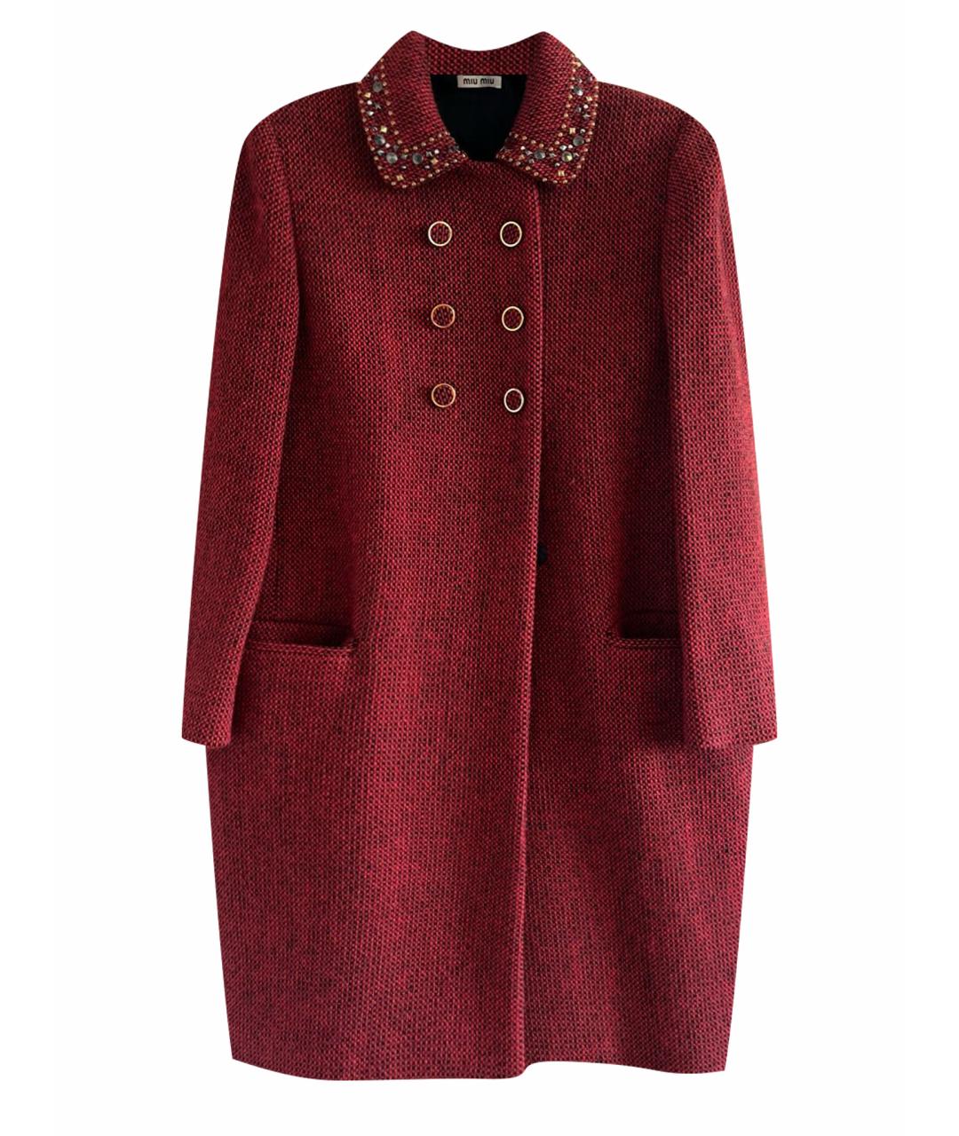 MIU MIU Бордовое шерстяное пальто, фото 1