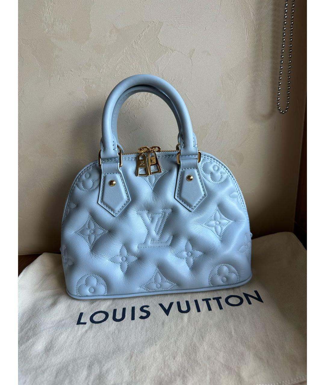 LOUIS VUITTON Голубая кожаная сумка с короткими ручками, фото 2