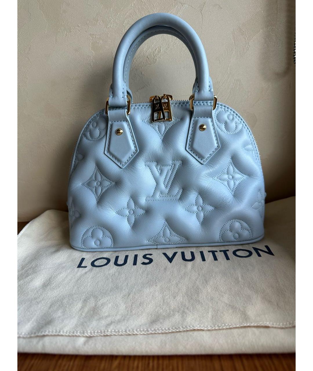 LOUIS VUITTON Голубая кожаная сумка с короткими ручками, фото 8