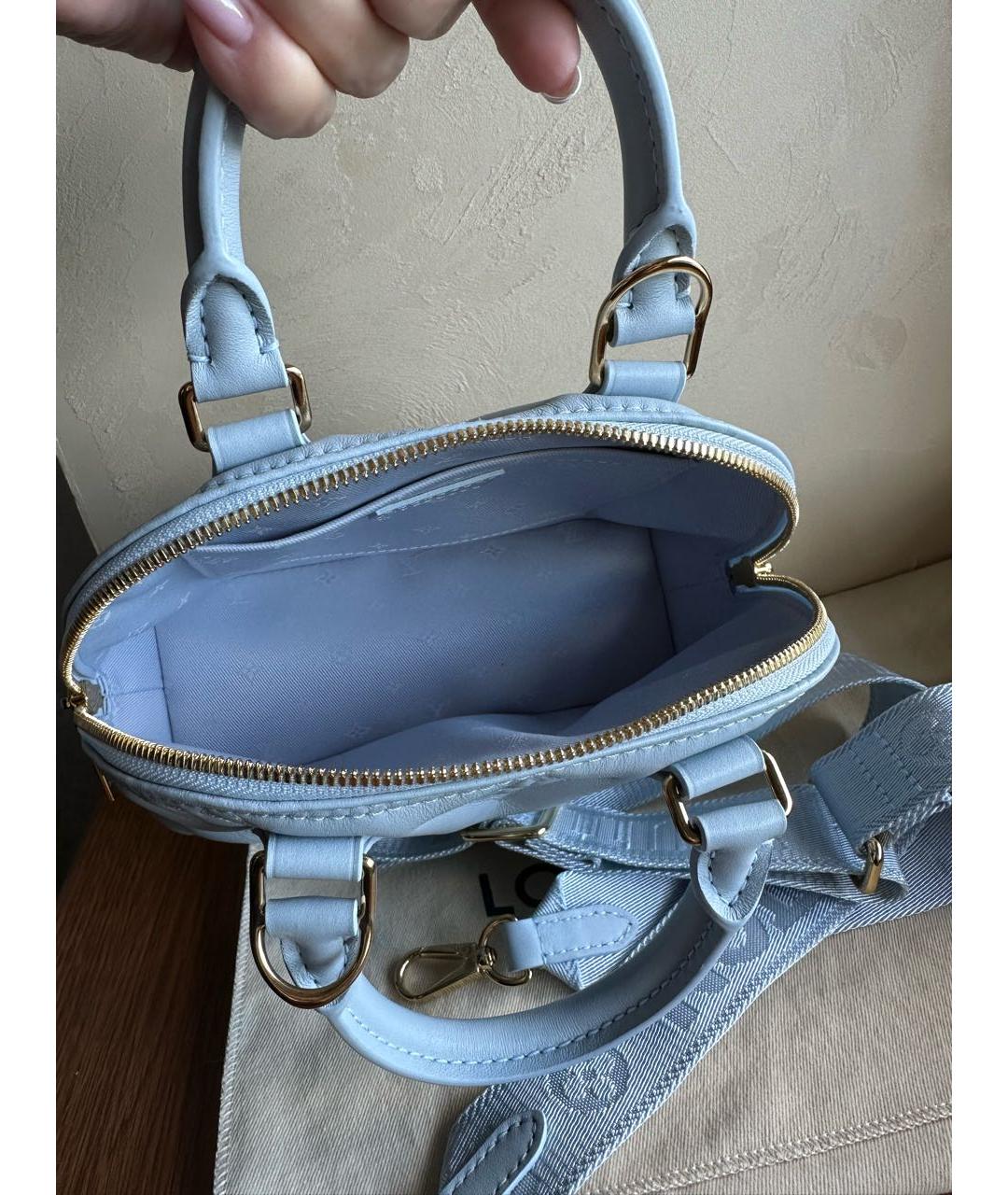 LOUIS VUITTON Голубая кожаная сумка с короткими ручками, фото 4