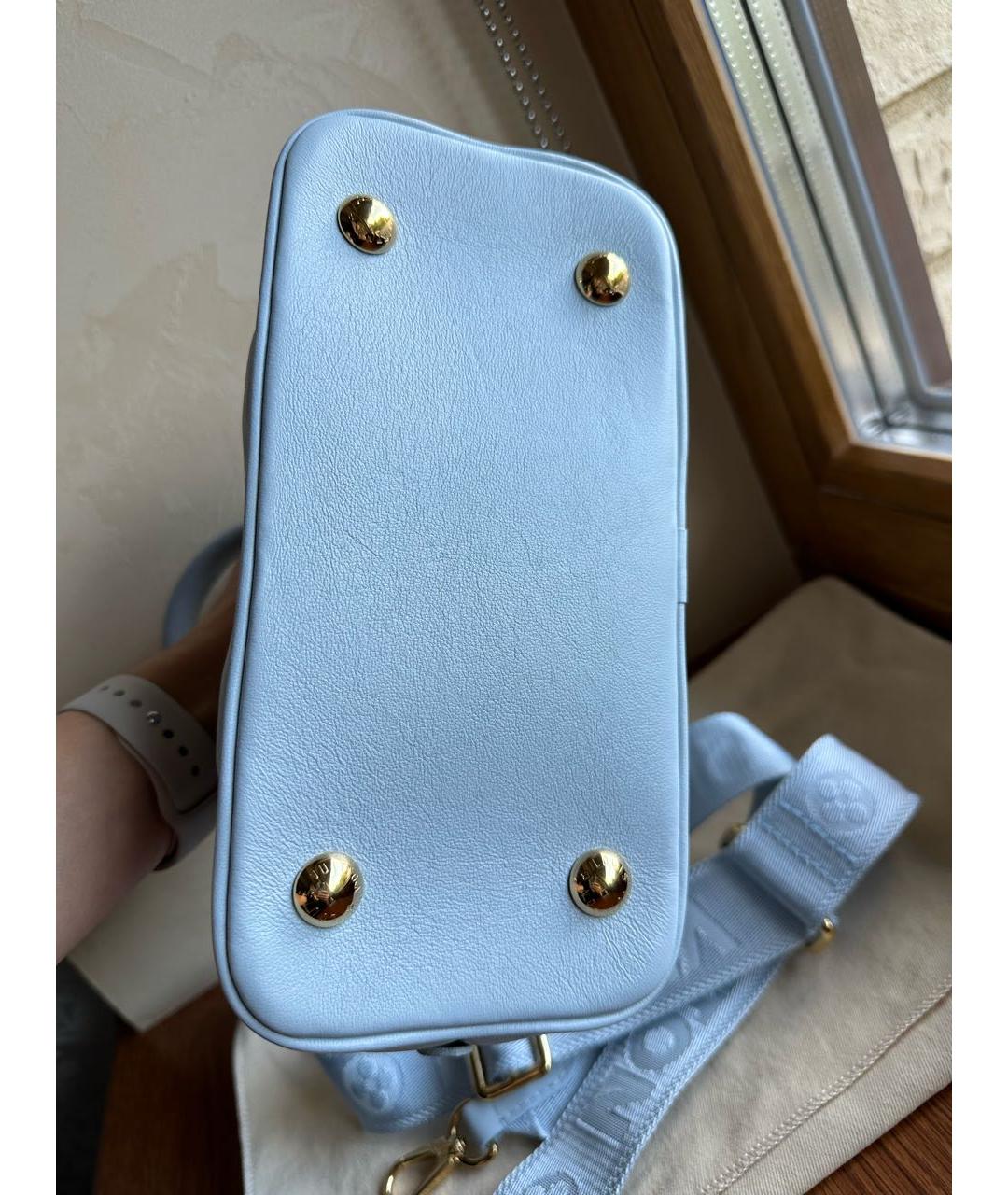 LOUIS VUITTON Голубая кожаная сумка с короткими ручками, фото 6