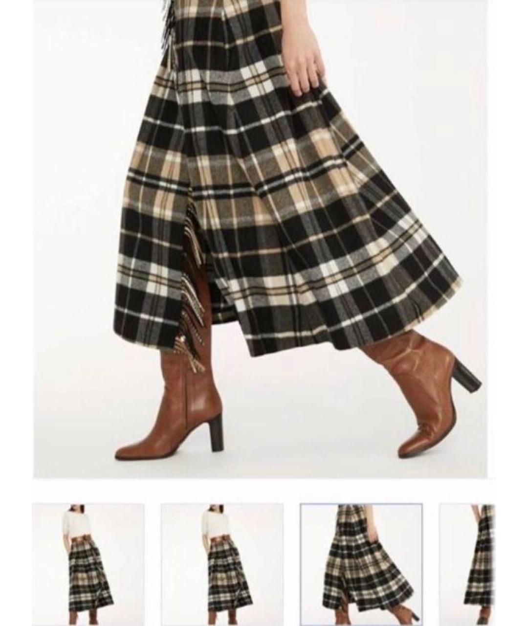 MAX MARA STUDIO Мульти шерстяная юбка миди, фото 3