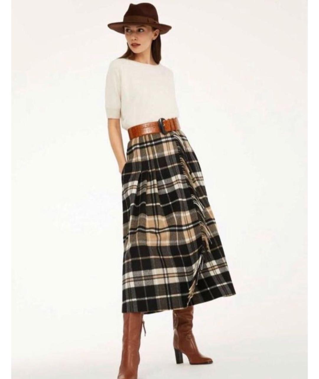 MAX MARA STUDIO Мульти шерстяная юбка миди, фото 2