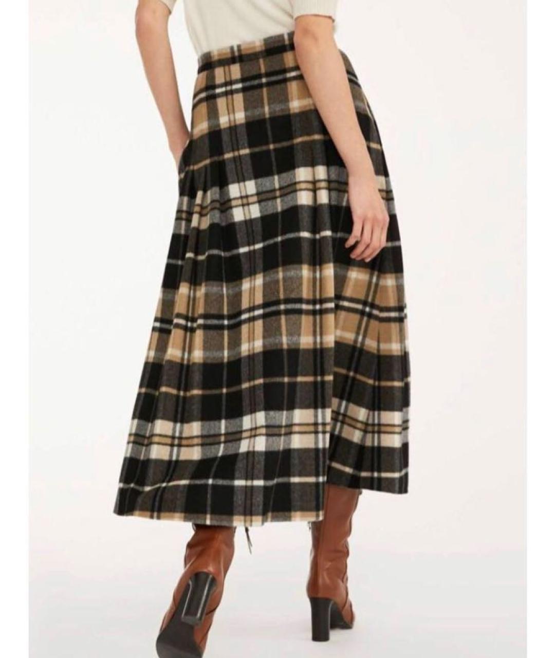 MAX MARA STUDIO Мульти шерстяная юбка миди, фото 4