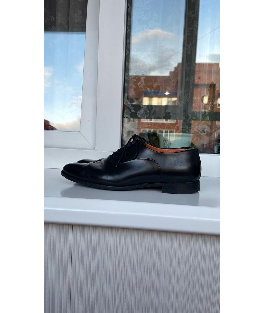 SANTONI Черные кожаные туфли, фото 9