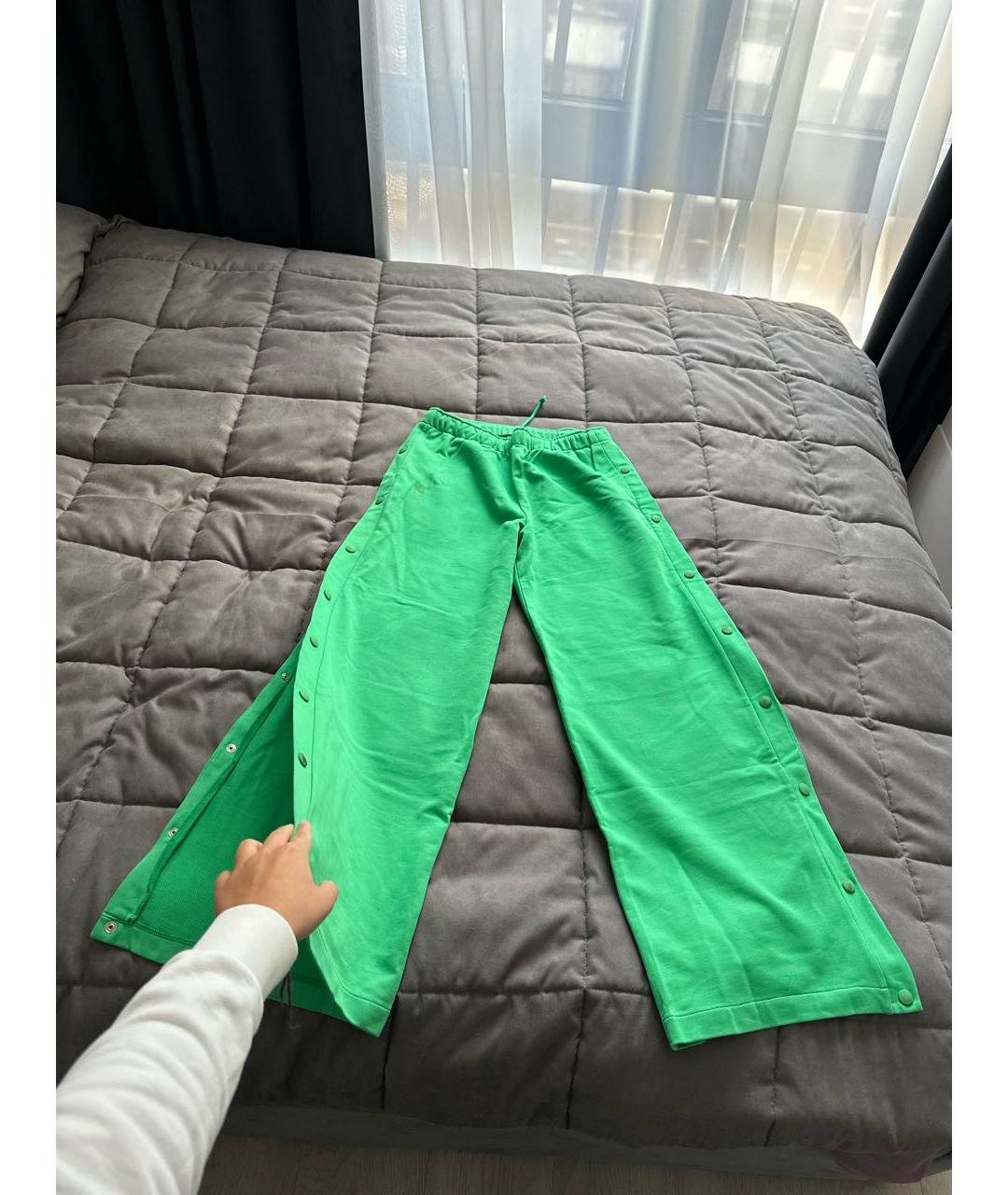 THE PANGAIA Зеленые хлопковые прямые брюки, фото 4