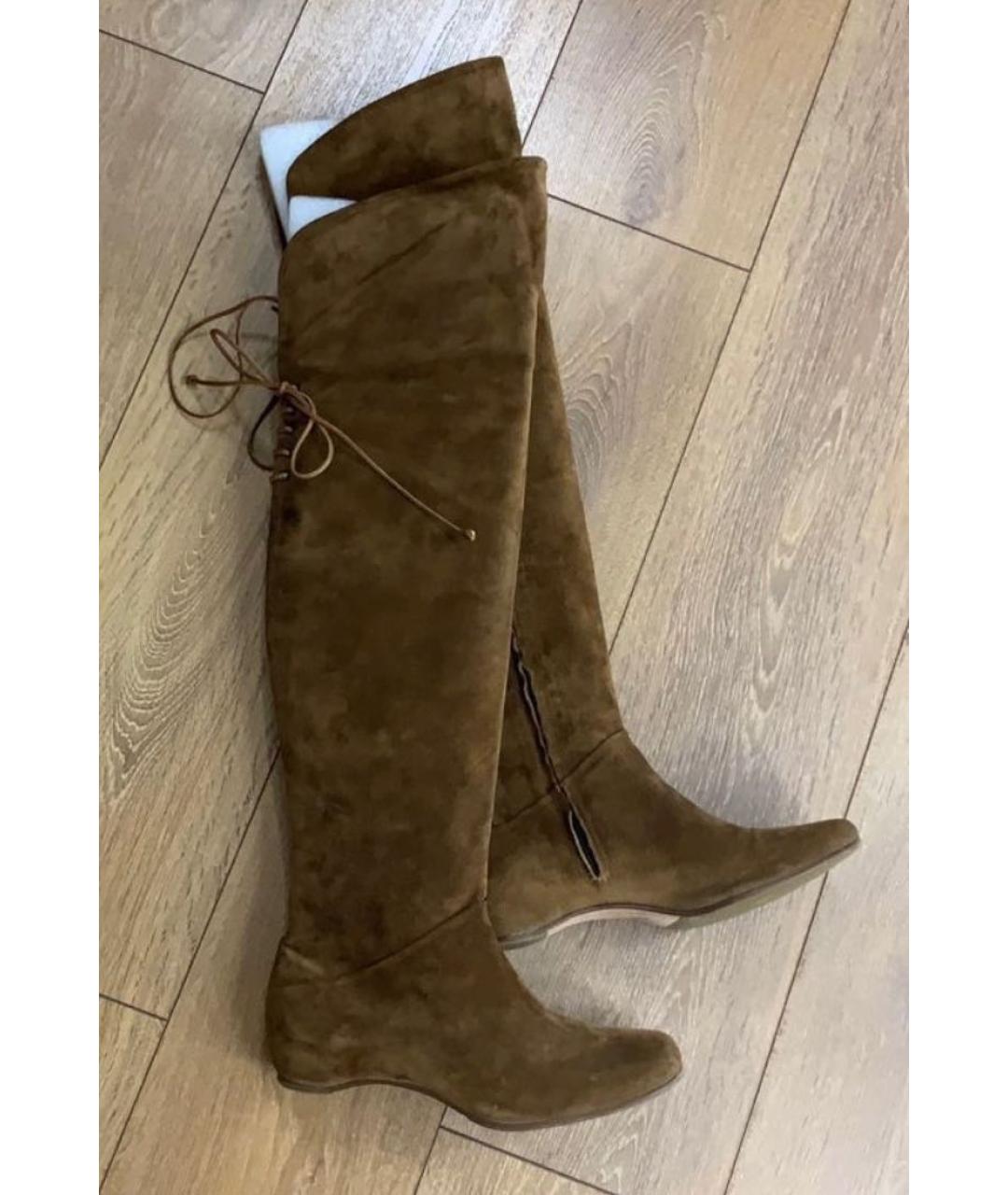 ERMANNO SCERVINO Коричневые замшевые ботфорты, фото 8