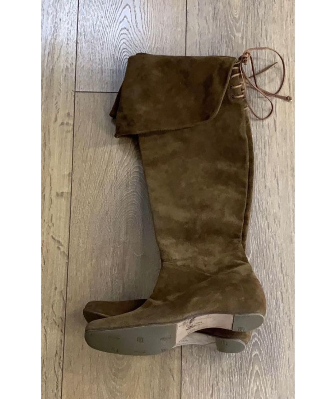 ERMANNO SCERVINO Коричневые замшевые ботфорты, фото 5