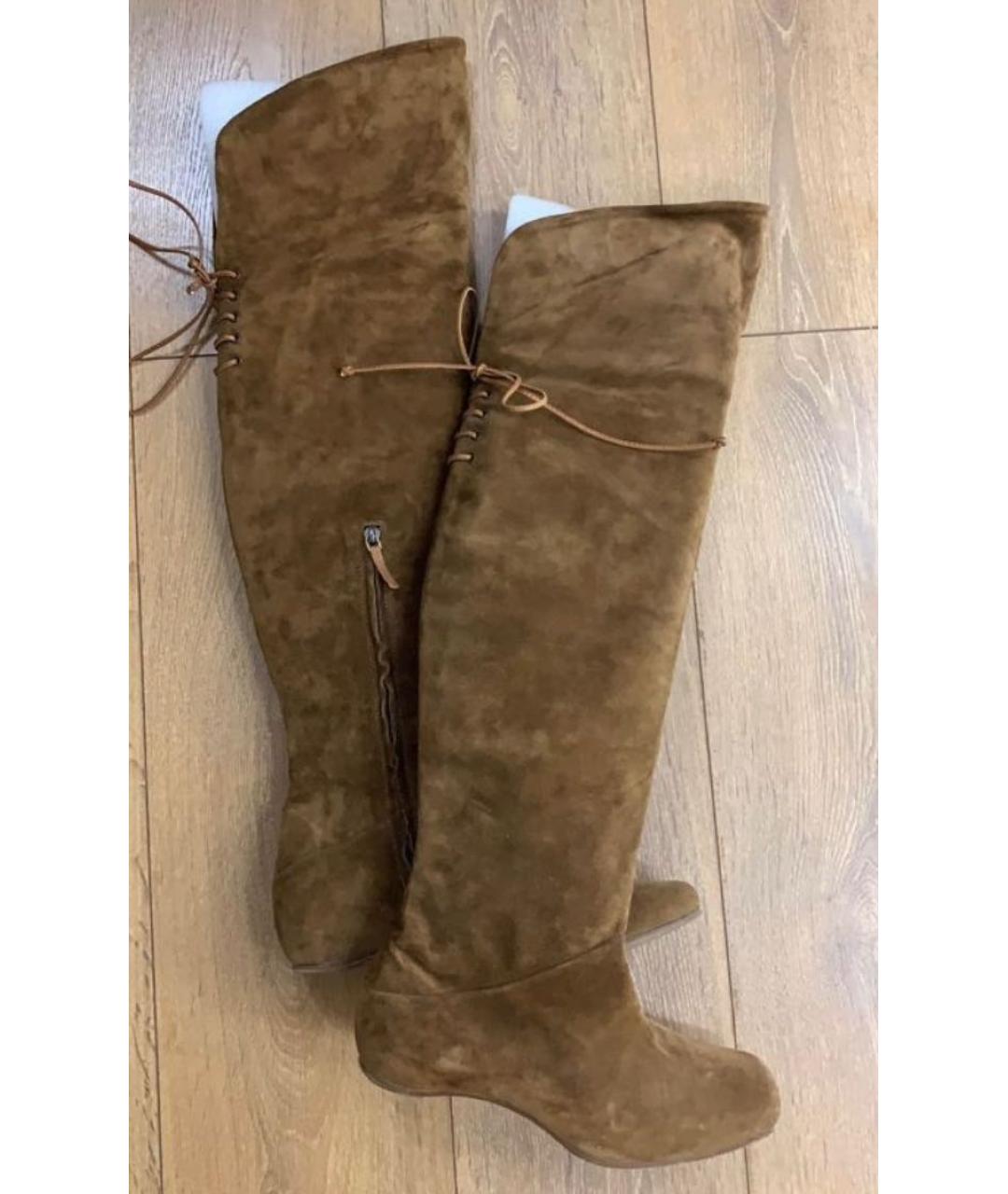 ERMANNO SCERVINO Коричневые замшевые ботфорты, фото 7