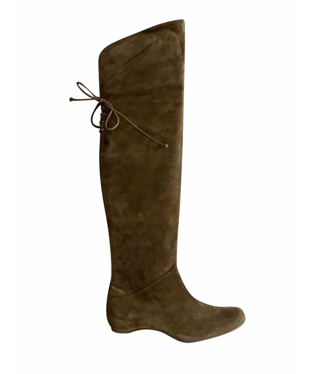 ERMANNO SCERVINO Коричневые замшевые ботфорты, фото 1