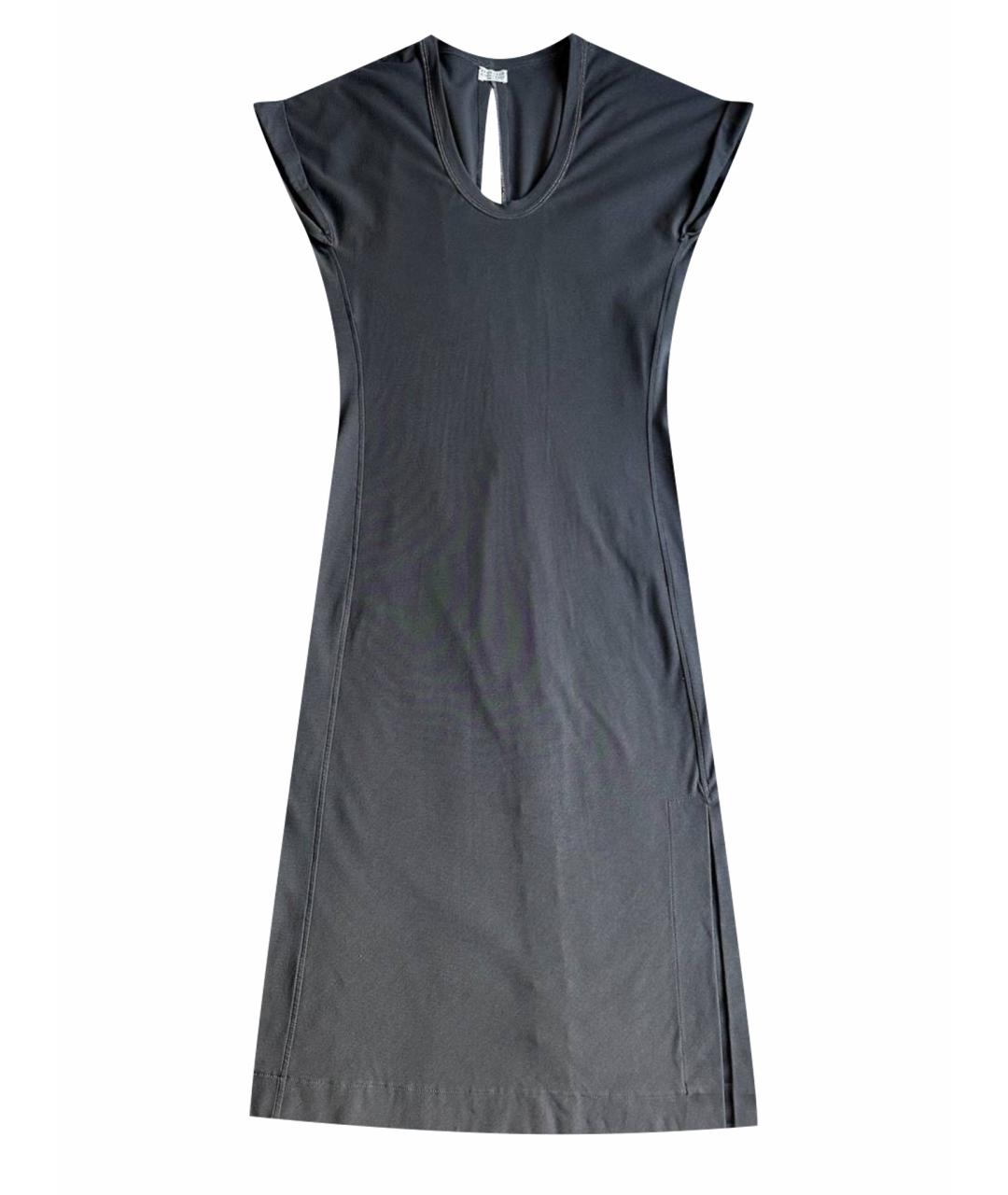BRUNELLO CUCINELLI Антрацитовое хлопко-эластановое повседневное платье, фото 1