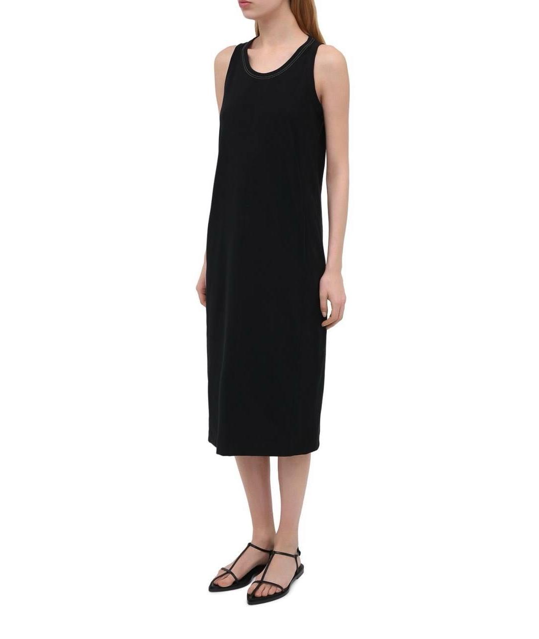 BRUNELLO CUCINELLI Черное хлопко-эластановое повседневное платье, фото 8
