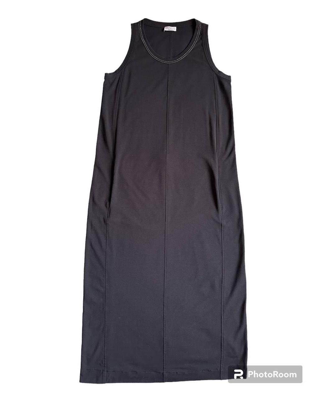 BRUNELLO CUCINELLI Черное хлопко-эластановое повседневное платье, фото 5
