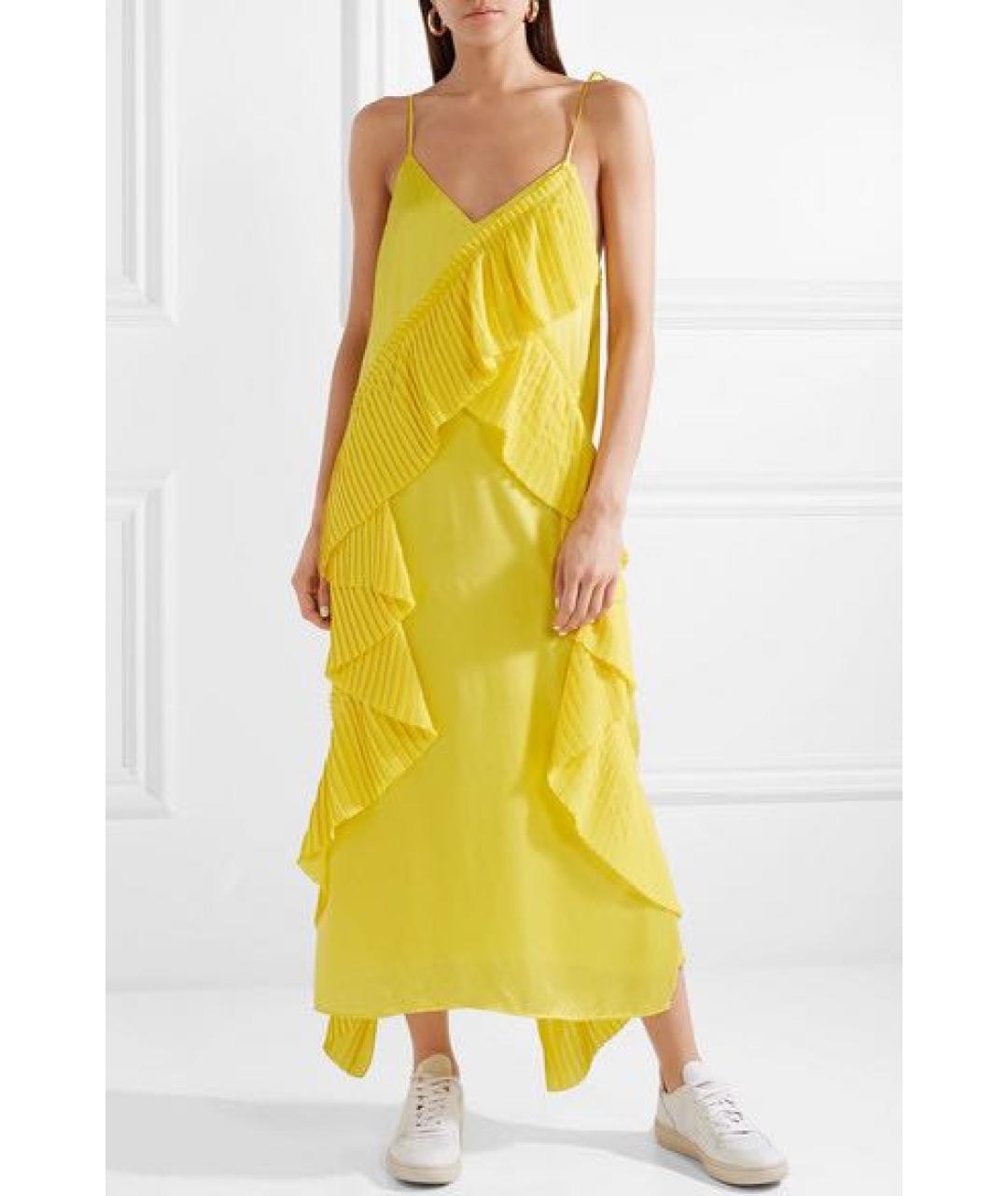 KENZO Желтое шелковое коктейльное платье, фото 3