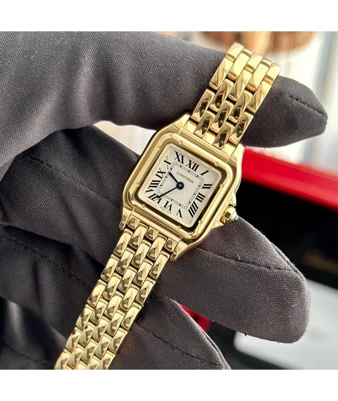 CARTIER Белые часы из желтого золота, фото 5