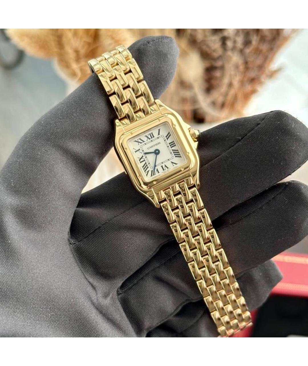 CARTIER Белые часы из желтого золота, фото 2