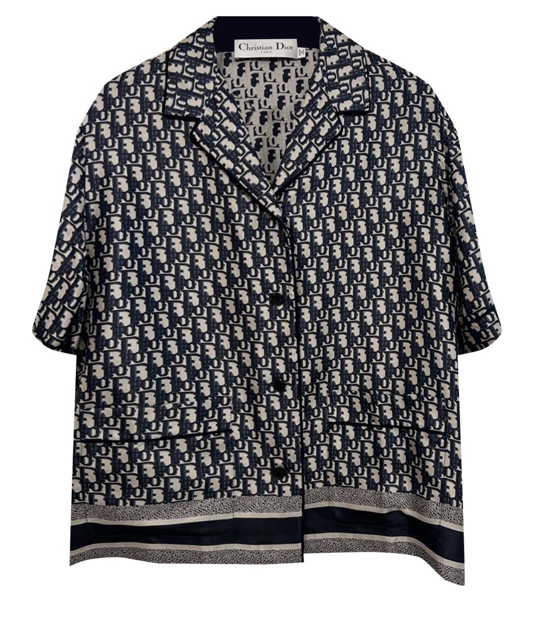 CHRISTIAN DIOR Темно-синяя шелковая блузы, фото 1