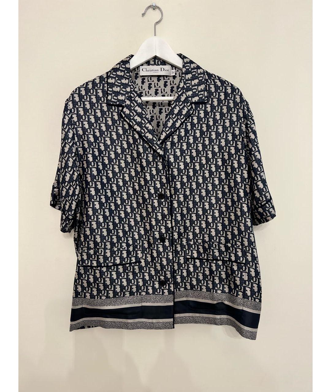 CHRISTIAN DIOR Темно-синяя шелковая блузы, фото 6