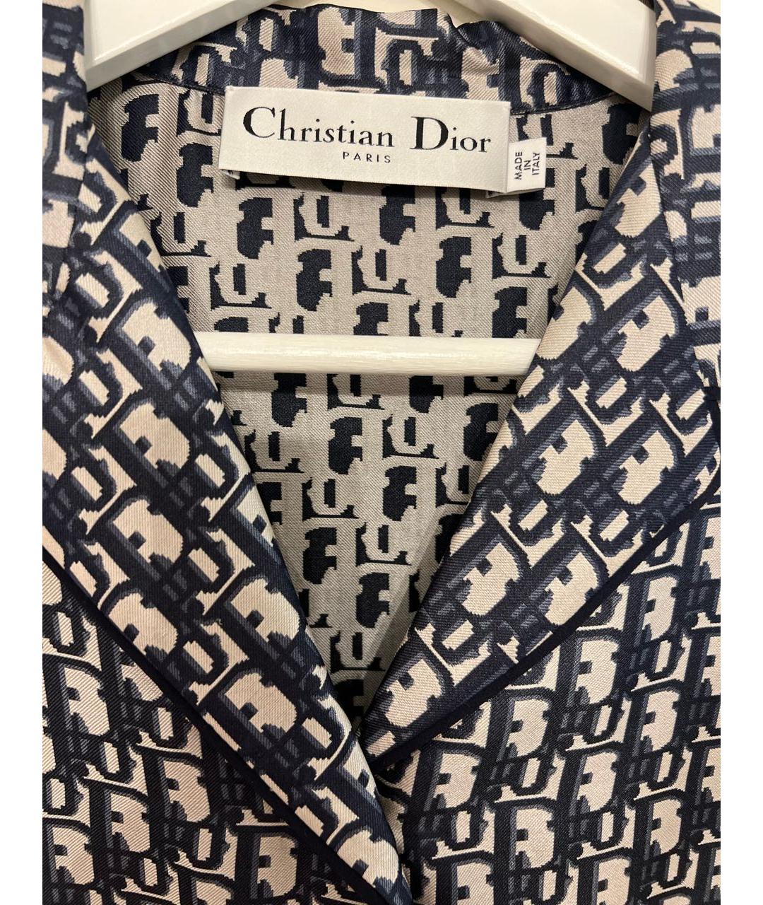 CHRISTIAN DIOR Темно-синяя шелковая блузы, фото 3