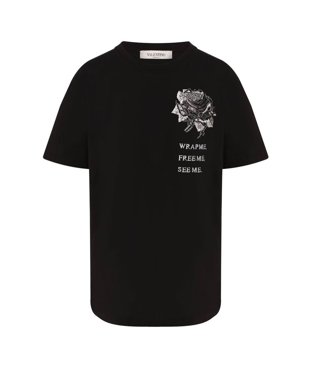 VALENTINO Черная хлопковая футболка, фото 1
