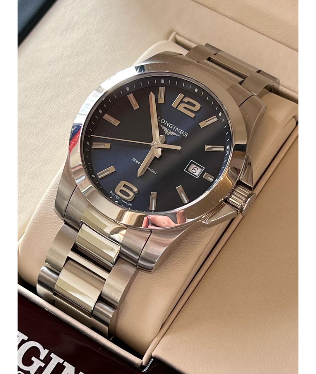 LONGINES Синие стальные часы, фото 5