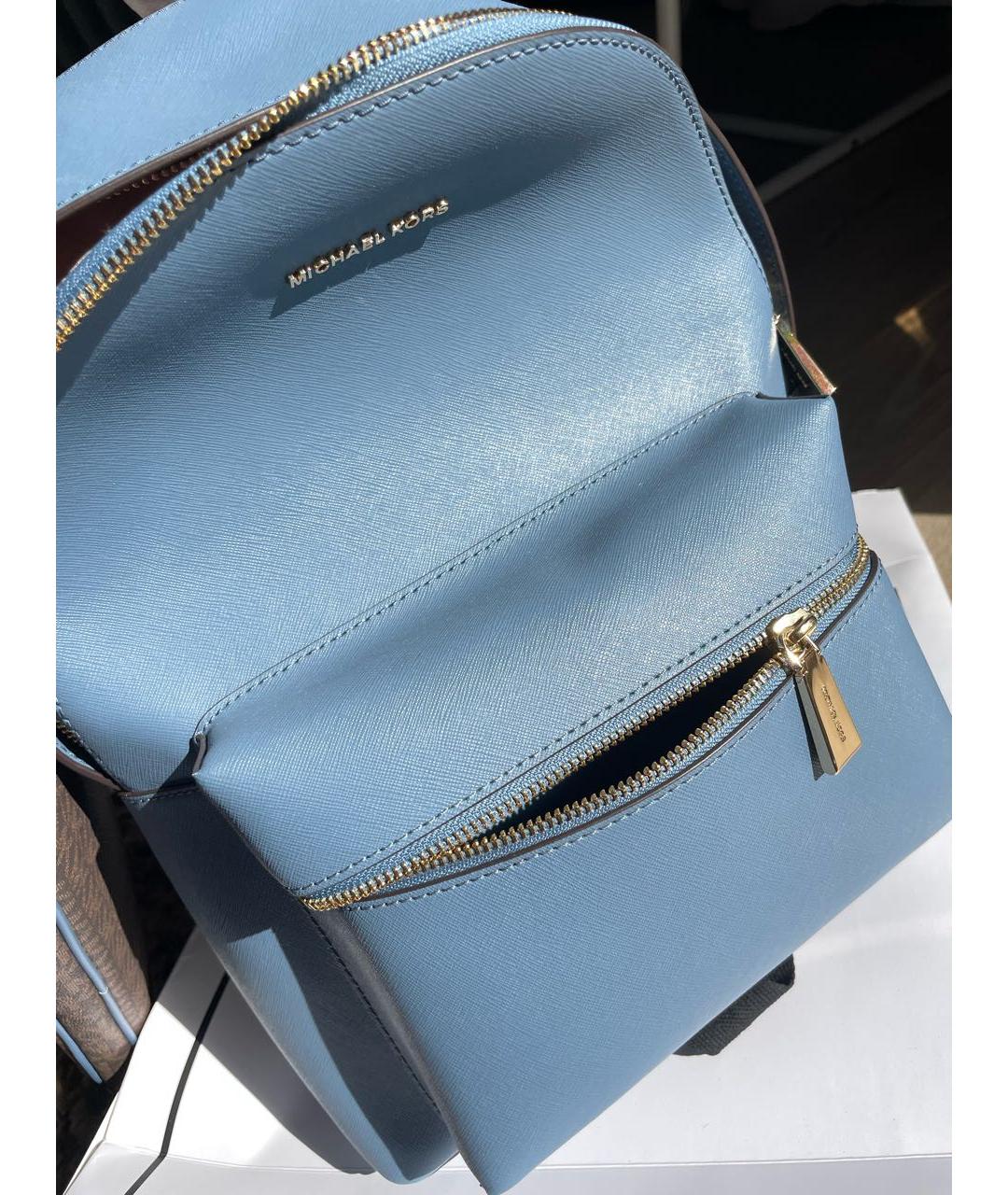 MICHAEL MICHAEL KORS Голубой кожаный рюкзак, фото 3